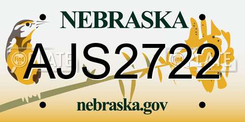 AJS2722 Nebraska License Plate