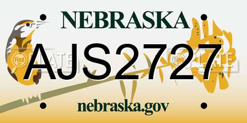 AJS2727 Nebraska License Plate