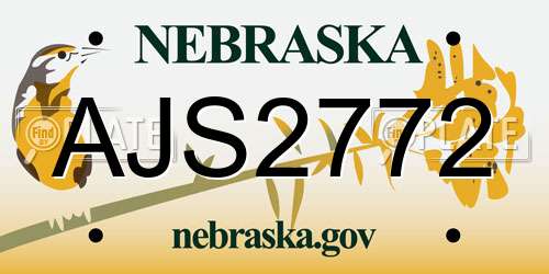 AJS2772 Nebraska License Plate