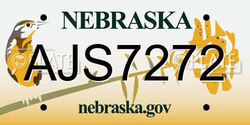 AJS7272 Nebraska License Plate