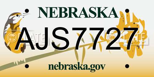AJS7727 Nebraska License Plate