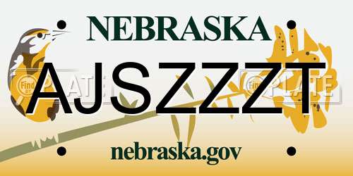 AJSZZZT Nebraska License Plate