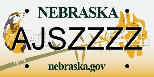 AJSZZZZ Nebraska License Plate