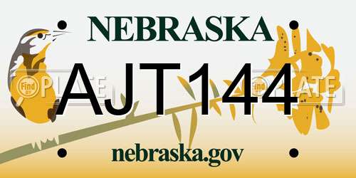 AJT144 Nebraska License Plate