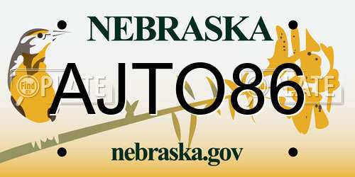 AJTO86 Nebraska License Plate