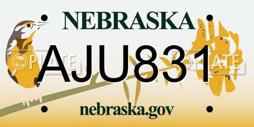 AJU831 Nebraska License Plate
