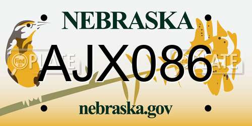 AJX086 Nebraska License Plate