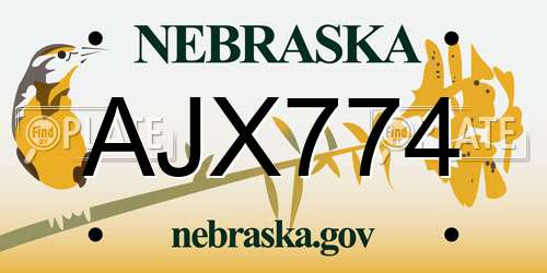 AJX774 Nebraska License Plate