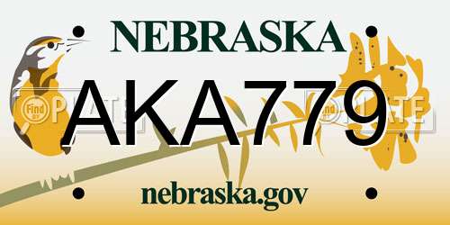 AKA779 Nebraska License Plate
