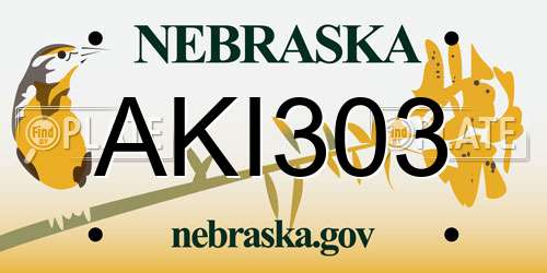 AKI303 Nebraska License Plate