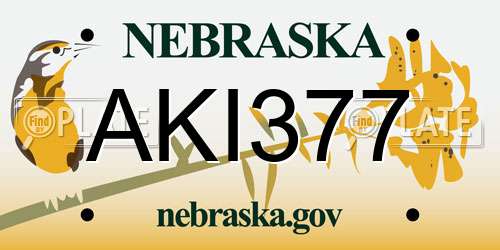 AKI377 Nebraska License Plate