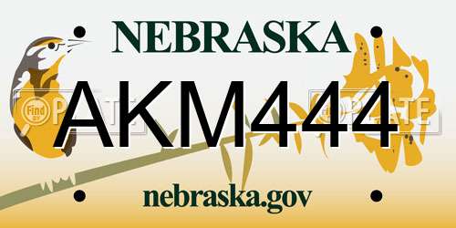 AKM444 Nebraska License Plate