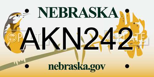 AKN242 Nebraska License Plate