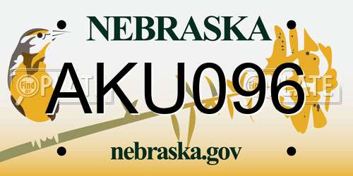 AKU096 Nebraska License Plate