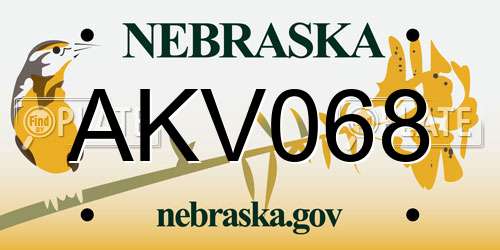 AKV068 Nebraska License Plate