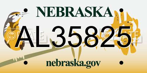 AL35825 Nebraska License Plate