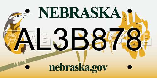 AL3B878 Nebraska License Plate