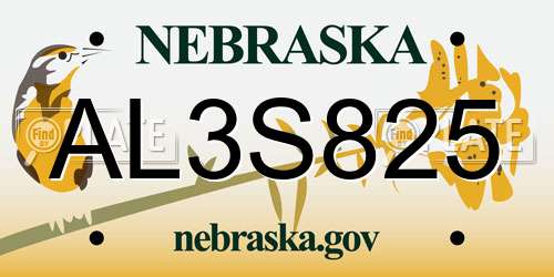 AL3S825 Nebraska License Plate