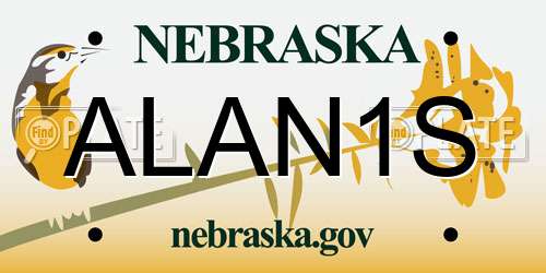 ALAN1S Nebraska License Plate