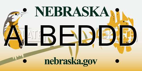 ALBEDDD Nebraska License Plate