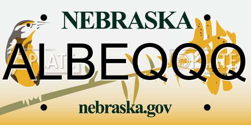 ALBEQQQ Nebraska License Plate