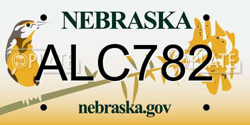 ALC782 Nebraska License Plate