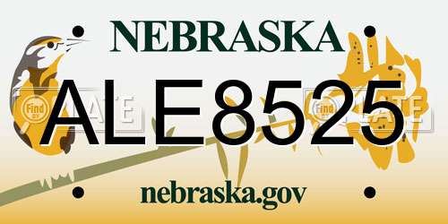ALE8525 Nebraska License Plate