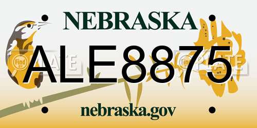 ALE8875 Nebraska License Plate