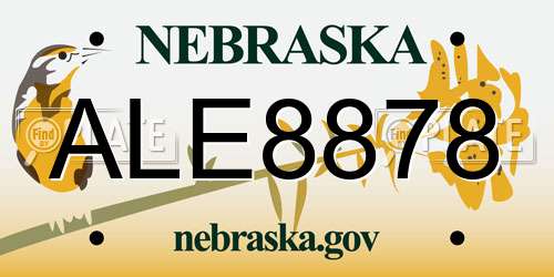 ALE8878 Nebraska License Plate