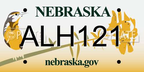 ALH121 Nebraska License Plate