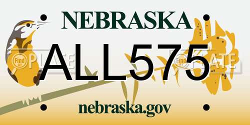 ALL575 Nebraska License Plate
