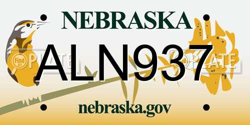 ALN937 Nebraska License Plate