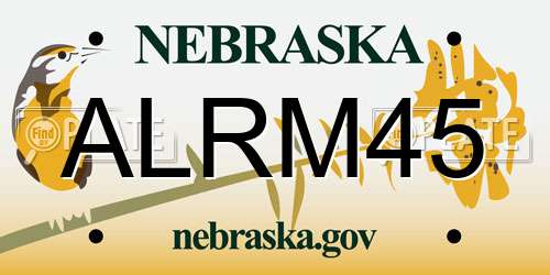 ALRM45 Nebraska License Plate