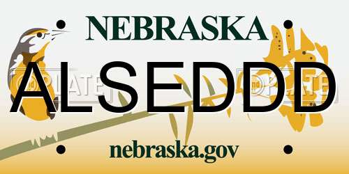 ALSEDDD Nebraska License Plate
