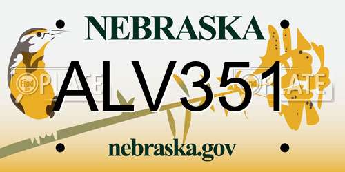 ALV351 Nebraska License Plate