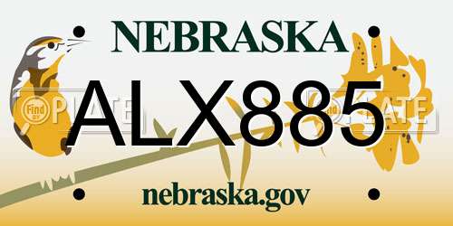 ALX885 Nebraska License Plate