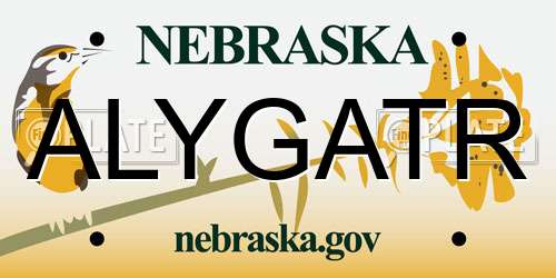 ALYGATR Nebraska License Plate