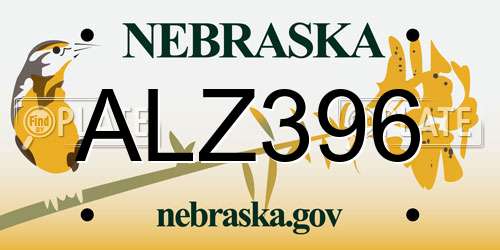 ALZ396 Nebraska License Plate