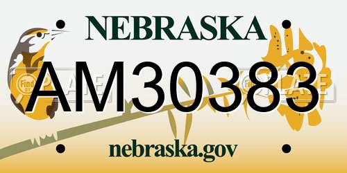 AM30383 Nebraska License Plate
