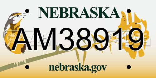 AM38919 Nebraska License Plate