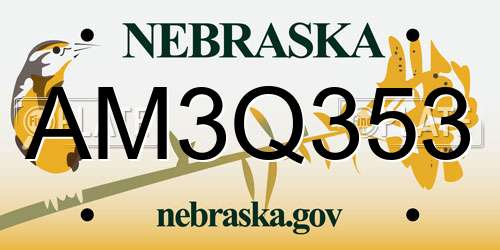 AM3Q353 Nebraska License Plate