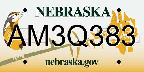 AM3Q383 Nebraska License Plate