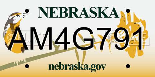 AM4G791 Nebraska License Plate