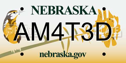 AM4T3D Nebraska License Plate