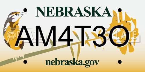 AM4T3O Nebraska License Plate