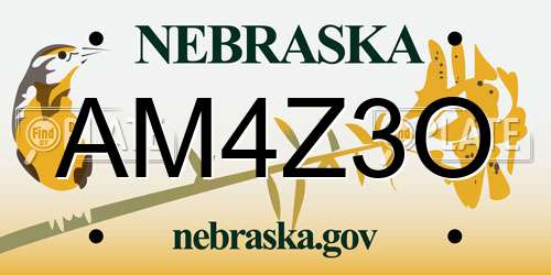 AM4Z3O Nebraska License Plate