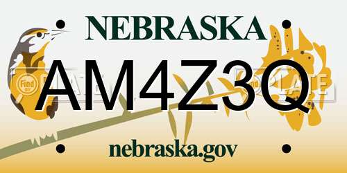 AM4Z3Q Nebraska License Plate