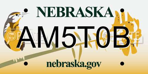 AM5T0B Nebraska License Plate