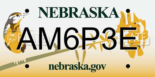AM6P3E Nebraska License Plate