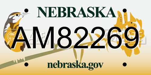 AM82269 Nebraska License Plate